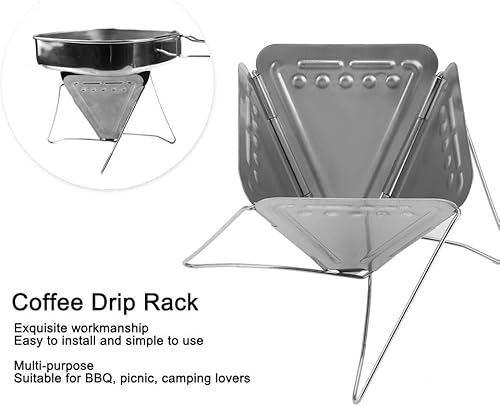 Miniatura 6 de Soporte de filtro plegable para verter sobre el café, portátil, sin papel, plegable, de acero inoxidable, reutilizable, para cafetera, filtro para