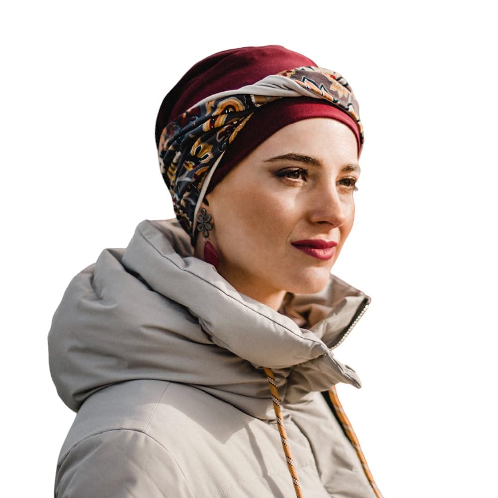 CAREBELL Turbante Oncológico para Quimioterapia/Proteccion para Alopecia/Suave, Cómodo y Transpirable/Ideal para pacientes con Pérdida de Cabello/Hecho a Mano en España.