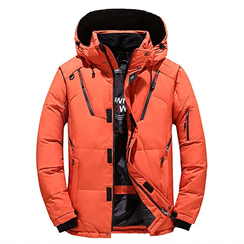 Doudoune pour homme jaune XL avec capuche amovible en duvet de canard