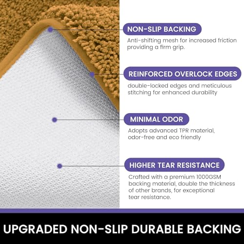 Image of Flooring India Co Newman Bath Mat 2500 GSM Super Soft Microfiber Anti Skid Slip Water Absorbent Bathroom Mats for Bedroom, Home, Door (60x90 cm, Gold)