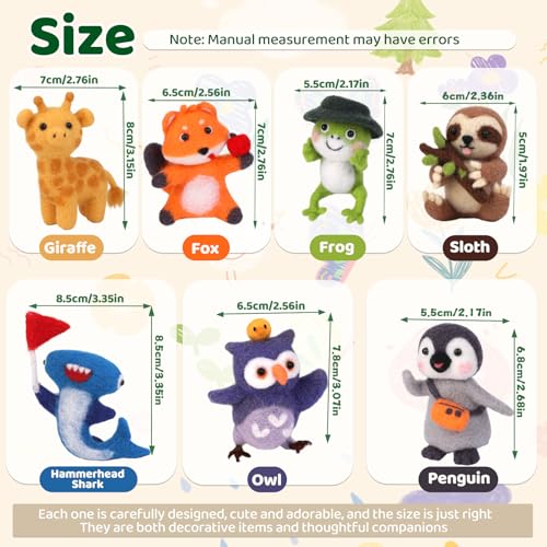 Image of OEHPICC Needle Felting Starter Kit, 7 Cute Buddy Wool Felting Kit, Animal Felt Kit for Beginner Adults with Felting Needles and Instructions for DIY Felting