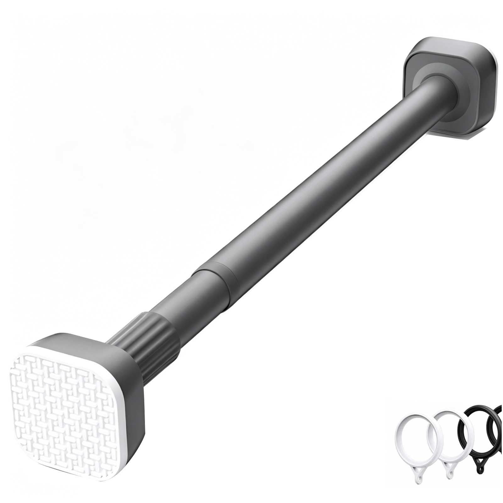 Shower Curtain Rod No Drilling, Adjustable Tension Curtain Rod 14-98 in, Stainless Steel for Bathroom, Closet, Window, Room Divider(Grey,100-170cm/39-67in)