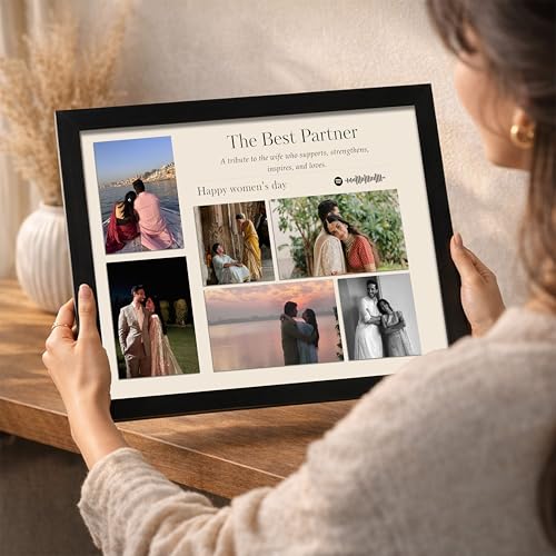 Image of Customized Photo Frame Wall Decor Spotify Gift For Wife Mother Sister Girlfriend and Friend, Personalized Women's Day and Mothers Day Photo Frame Gift For Home Living room Bedroom 23x32 cm