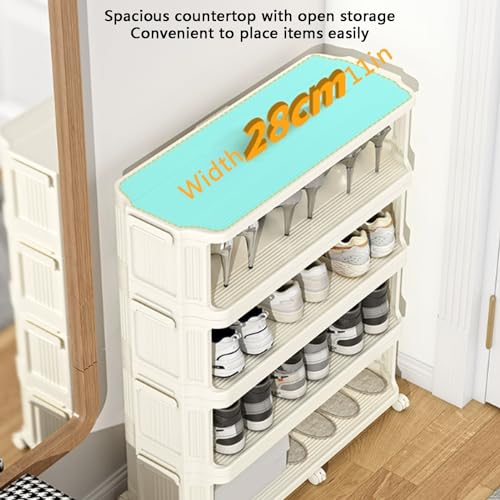 Étagère à chaussures pliable sur roulettes meuble rangement chambre