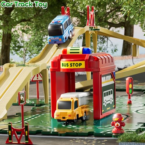 56% Off KIZONLY Puzzle Racer Kids Car Track Set with 3 Cars