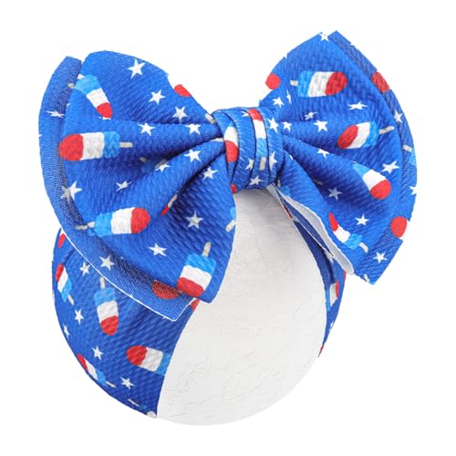 YanJie 4th of July Baby Headbands, Girl Hair Accessories with American Flag in Ice Cream Pattern, Independence Day Baby Bow Fits any Baby Girl Outfits