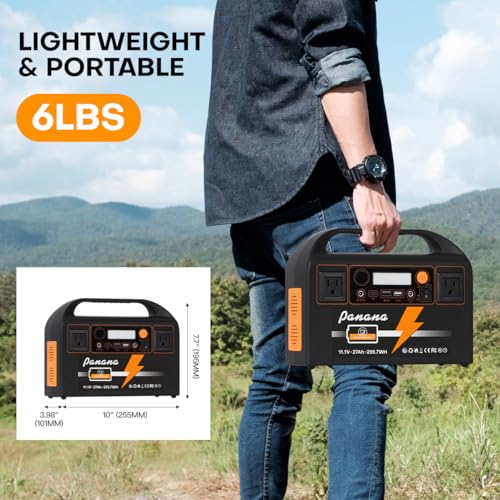 Panana 300W Portable Power Station, 299.7Wh/27Ah Lithium Battery Electronic Solar Generator AC Outlets, DC Output Backup Power Supply for Camping Outdoor Adventure Explorer Travel Emergency - Image 5