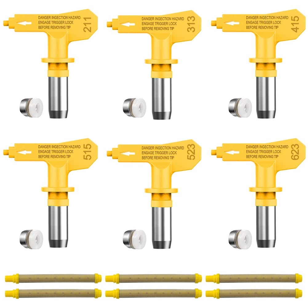 tiyao 6Pieces Reversible Airless Paint Sprayer Nozzle Tips and 6Pieces Airless Filter Replace for Airless Sprayer Nozzle
