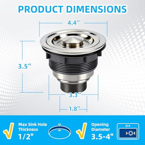 Ensamble para desagüe de fregadero en acero inoxidable con tapa 3.5 pulg miniatura 2