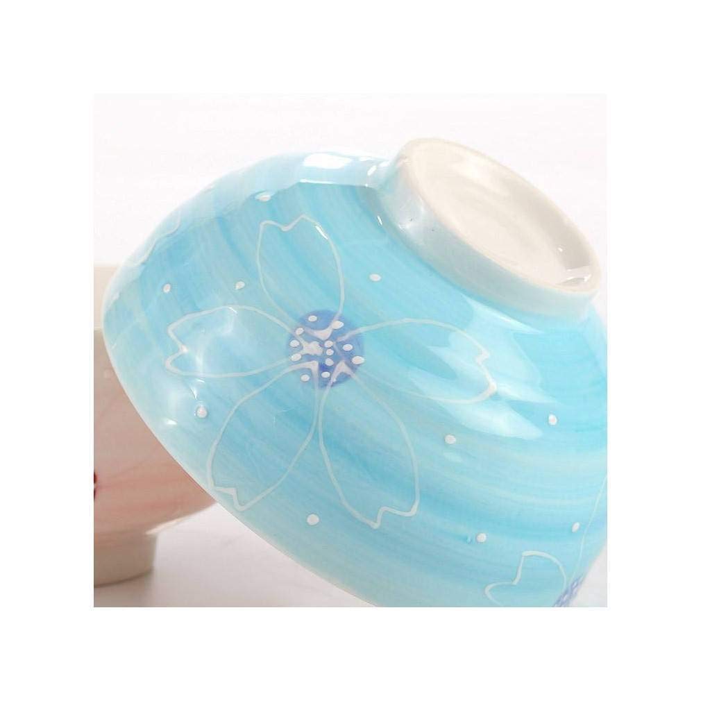 lachineuse - Zestaw 2 japońskich miseczek w kolorze różowym i niebieskim - 11 cm - Miski do ryżu, Poke Bowl, przystawka, śniadanie i zupa - 2 pary pałeczek - Miska azjatycka Japonia Azja - Japońska