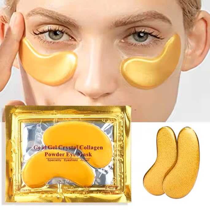 Gold Crystal Collagen Under Eye Mask Patches, Anti-Aging Treatment for Dark Circles and Fine Lines, 24K (packs of 10)