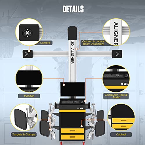 Qpking 3D Wheel Aligner Xc505 Wheel Alignment & Balancing Tools Tire Repair Tool Full Measurement System 4 Wheel Alignment Tool Multilingual Support 110V/220V All-In-One Cabinet Wheel Aligner Tool #TOP3
