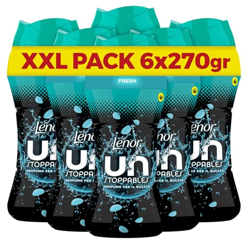 Lenor Profumatore Bucato Lavatrice, Perle Profumate, Unstoppables Fresh, Mega Pacco 6 x 270g, Intensificatore Di Profumo