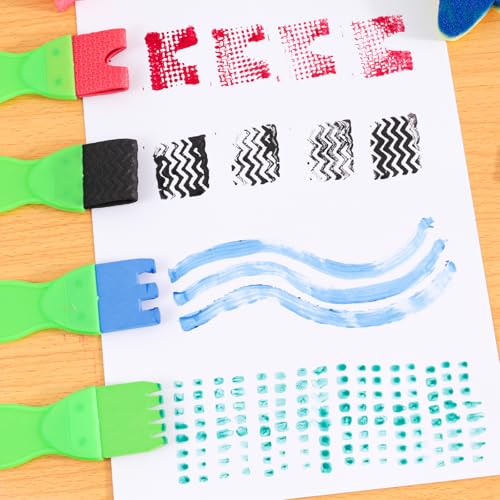 BIGOTTERS 12PCS Kids Paint Brushes, Sponge Paint Roller Brush,Washable Painting Brushes Set All Purpose Paint Supplies for Kids Gifts School Prizes Art Early Learning