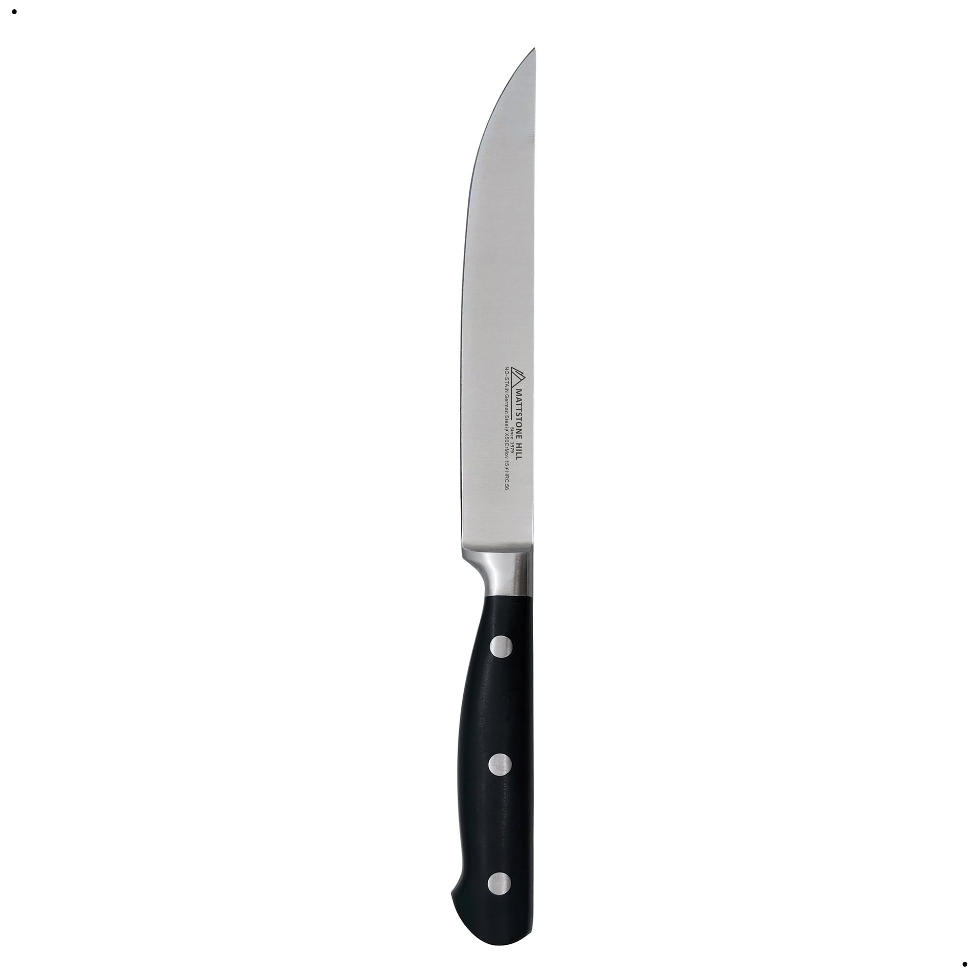 Kitchen Utility Knife - MATTSTONE HILL 5.5 Inch Utility Knife, Prep Knife, German Steel, Triple Rivet Handle, Black