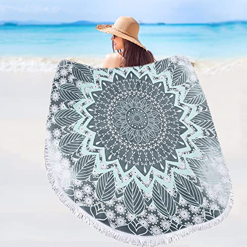 Violet Mist Microfiber Beach Towels Oversized Round Mandala Beach Blanket Sand Free Quick Dry Hippie Boho Circle Bath Towel Absorbent Bohemian Meditation Rug Yoga Mat Throw Fringe Tapestry 60" Gs #TOP5