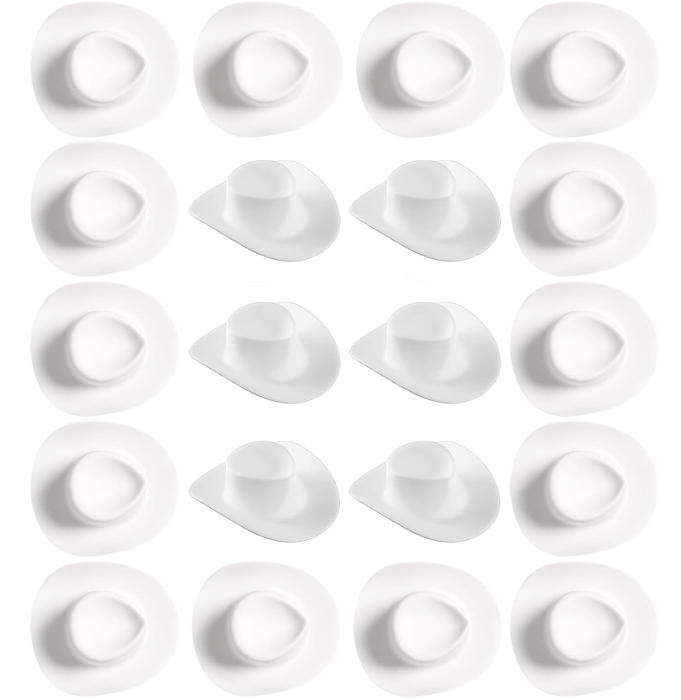 20 Pieces Plastic Mini Cowboy Hat for Crafts Mini Cowboy Hats Mini Sombrero Hats Drink Hat Cowgirl Hat Doll Hat Mini Cowgirl Hats for Drinks(White)