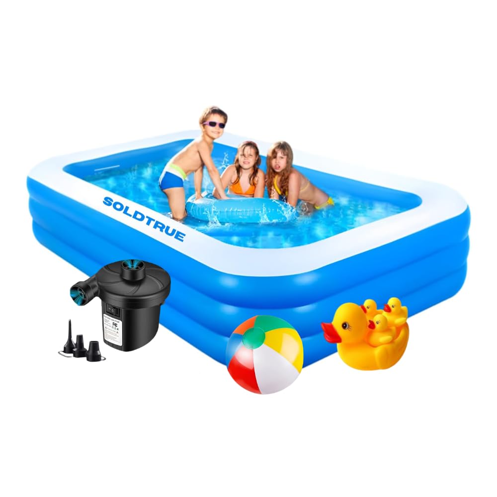 SOLDTRUE 7ft Inflatable Swimming Pool | Durable 3 Layer Thick PVC Pool for Kids & Adults, Backyard Fun | Easy Setup & Maintenance | Fun for Summer (210 * 150 * 60 Cm / 82.67" X 59" X 23.6") (1 Pcs.)-image-29