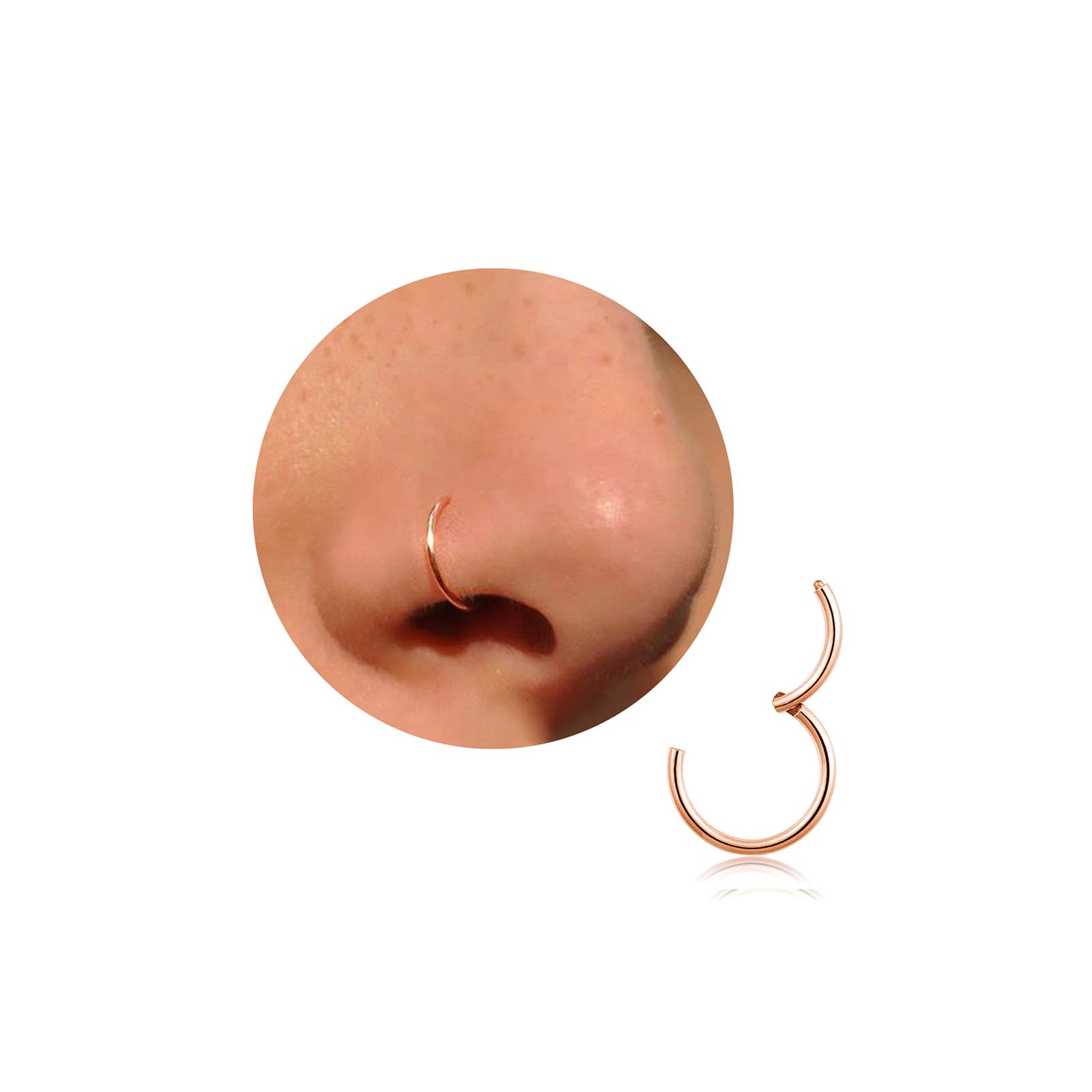 20G 18G 16G Titanium Nose Ring Hoop, Cartilage Hoop Earrings for Women Men Silver Gold Nose Ring Septum Ring Tragus Conch Helix Daith Lip Piercing Jewelry 6mm/7mm/8mm/9mm/10mm — view 11