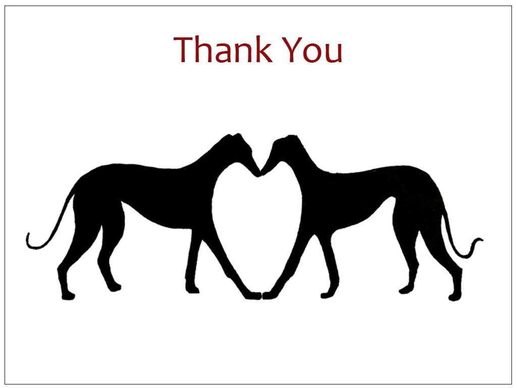 Greyhoundarts White Thank You Card Greyhound Whippet Lurcher Italian Dog - Custom Text