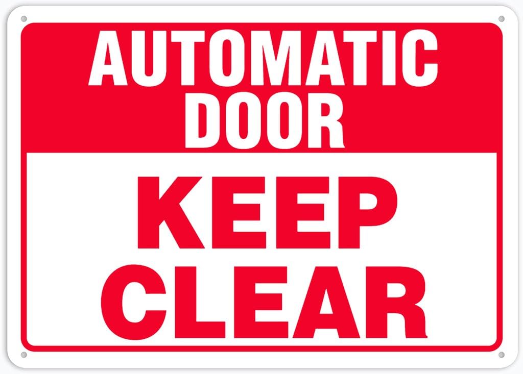8"x12" Tin Metal Sign - Automatic Door Safety Sign Keep Clear - Decorative Wall Sign For Home, Gate, Garden, Bars, Restaurants