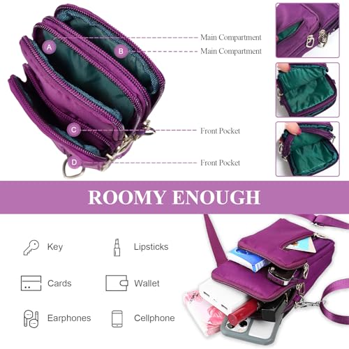 Image of WITERY Waterproof Nylon Cute Crossbody Cell Phone Purse Smartphone Wallet Bag for Women