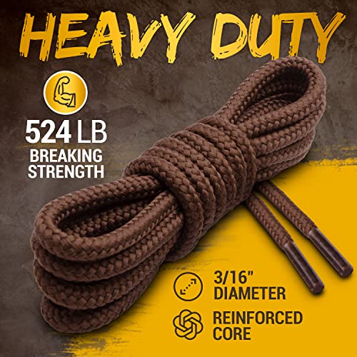 Miscly Round Boot Laces [1 Pair] Heavy Duty and Durable Shoelaces for Boots, Work Boots & Hiking Shoes (Brown, 81 inches (206 cm)) by Miscly - Image 5