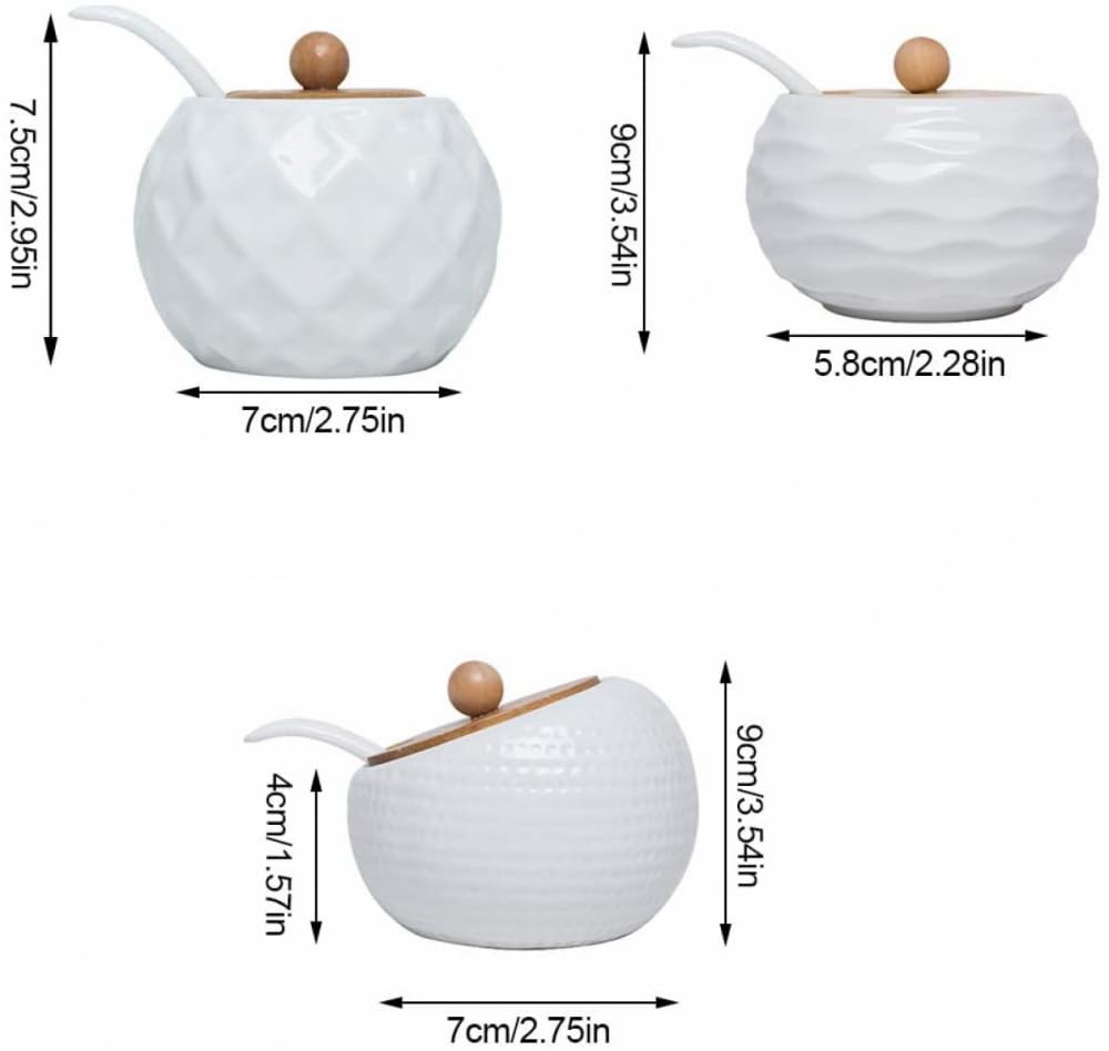 Gewürzdosen, Set mit 3 Gewürzgläsern, Gewürzständer, Keramik-Zuckerdose, Vorratsdose Servierlöffeln und Deckel, 24 x cm