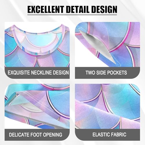 ALAZA 3D Mermaid Scales Blue Pajamas Short Sleeve 2 Piece Sleepwear Top and Bottom Pajama Set Unisex4