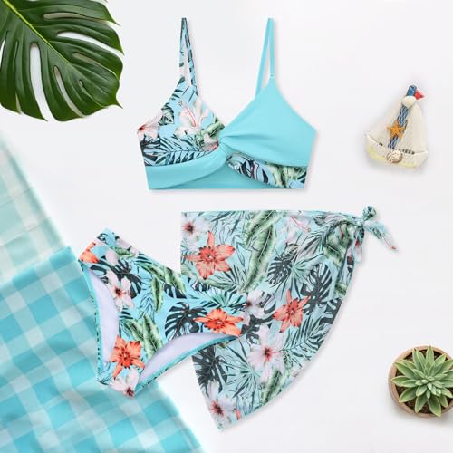 Bikini con cuello en V y cruz torcida en traje de baño para niñas de 9 años 3