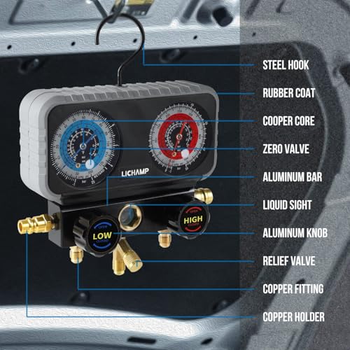 Manómetro Lichamp 3 vías para R134a R22 R12 R502 miniatura 3