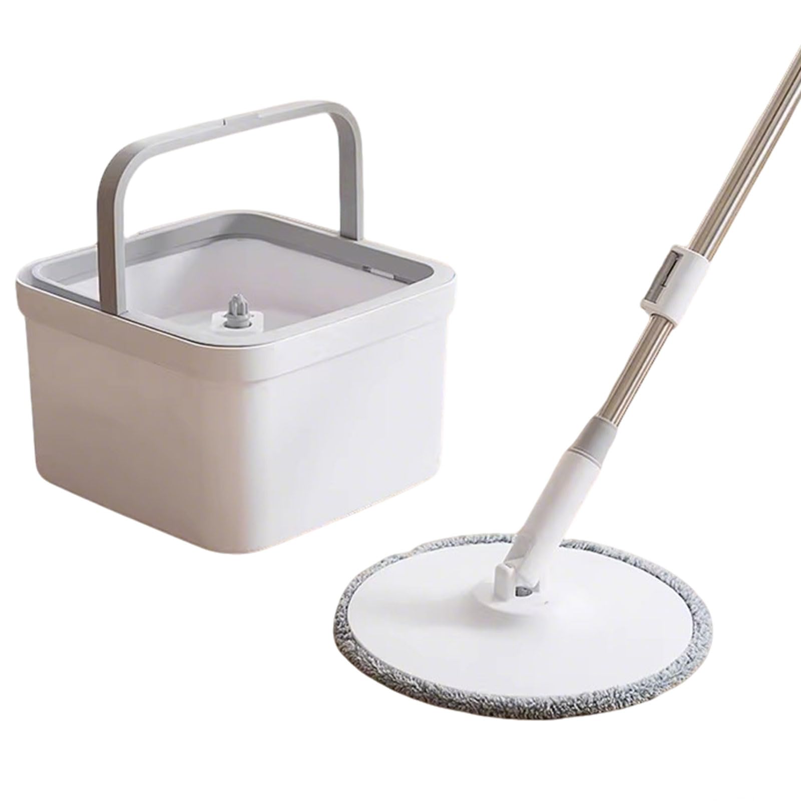 Ce Balai à Franges Rotatif avec Seau et essoreuse est idéal pour la Maison. Son Design à Double Compartiment sépare l'eau Propre de l'eau Sale. Les lingettes autonettoyantes en Microfibre co