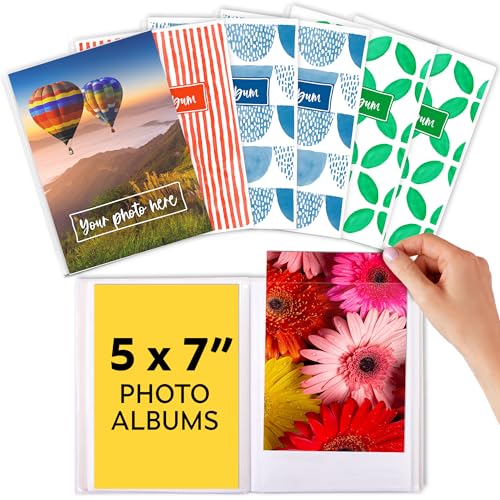 5x7 Photo Albums (Set of 6), Small Albums, Each Can Hold Up to 36 Photos, Works with Portrait and Landscape Pictures - Perfect for Storing Cherished Memories