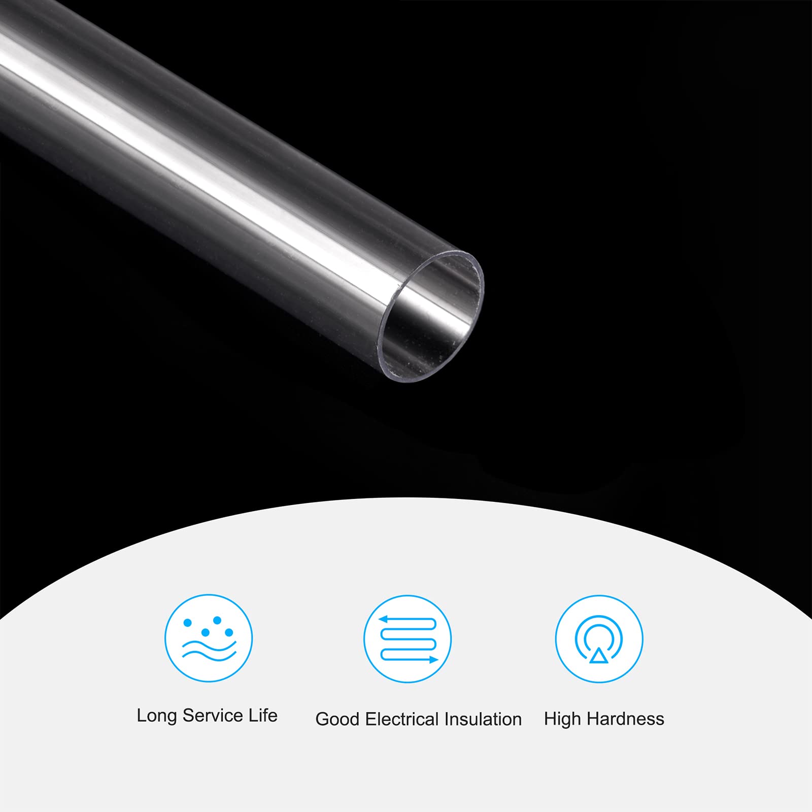Sourcing Map PVC Transparent Rohr, Innendurchmesser 4mm Durchmesser 8mm LÄNGE 305mm Acryl Kunststoffrohr Für Lampenbau, Stehlampen, Möbel