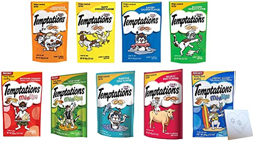 Temptations Cat Treats Temptations Huge Variety Pack, All 9 Flavors: Chicken, Medley, Turkey, Tuna, Catnip Fever, Beef…