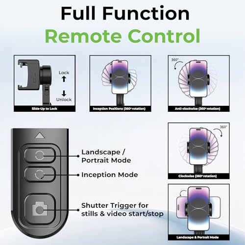 Image of UltraProlink Snap-Z Pro|1-Axis Gimbal Stabilizer with Full control BT Remote| Selfie Stick Tripod with 9 mode magnetic Fill Light| Anti-Shake for iPhone & Android Extendable 680mm|360 Rotation|UM1268