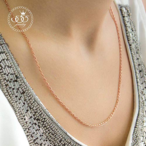555Jewelry Stainless Steel High Polish Classic Charm Cable Chain Twisted Singapore Rope Link Secure Single Claw Clasp Necklace Women Men Unisex Jewelry Accessory, Pink Rose Gold 20 Inch #TOP1