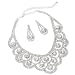 Topwholesalejewel Silver Crystal Rhinestone Bridal Wedding Party Teardrop Dangle Earrings Silver Crystal Dazzled Chandelier Necklace Jewelry Set
