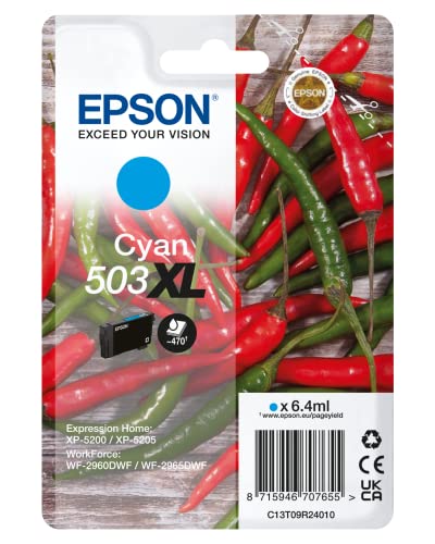 Encre Epson 503XL Chillies cyan 6,4 ml pour des impressions nettes sans bavure
