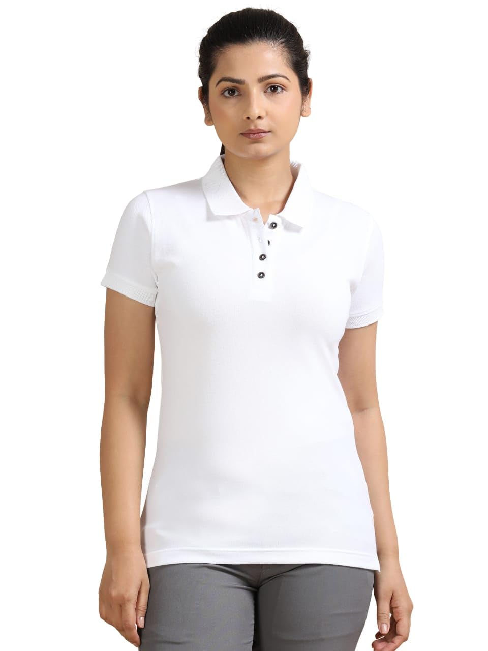 republic Women's Regular Fit 100% Pure Cotton Polo T-Shirt | Womens Polo Collar Neck T-Shirt | Cotton Plain Polo Neck Half Sleeve T-Shirt-picture-11
