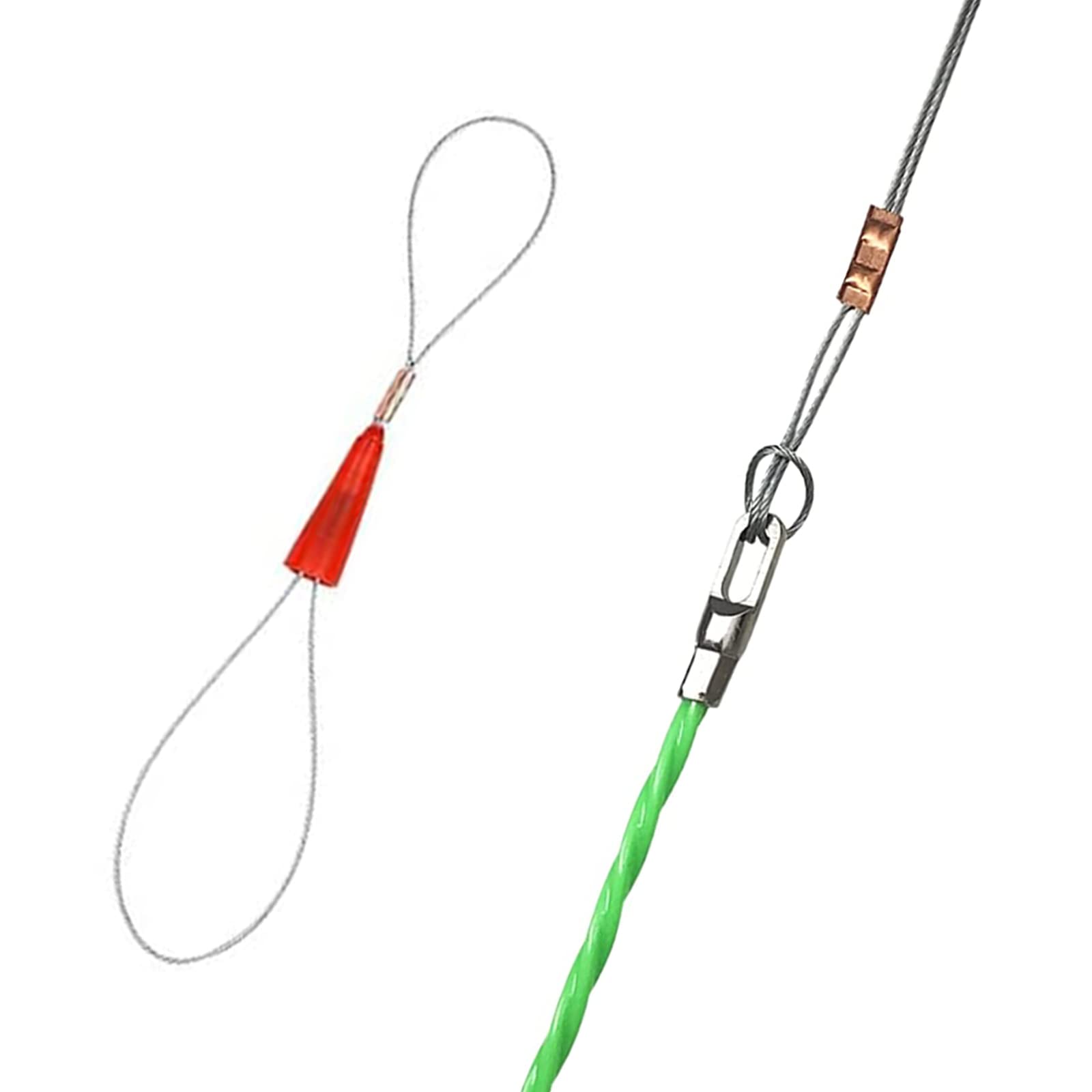 Guia Pasacables 50M, 4,5mm Guia Pasacables Profesional Guia Cables Espiral Guía Pasacables con 2 Muelles Guía Ayuda de Extracción de Cables para Tirar de Cable, Verde