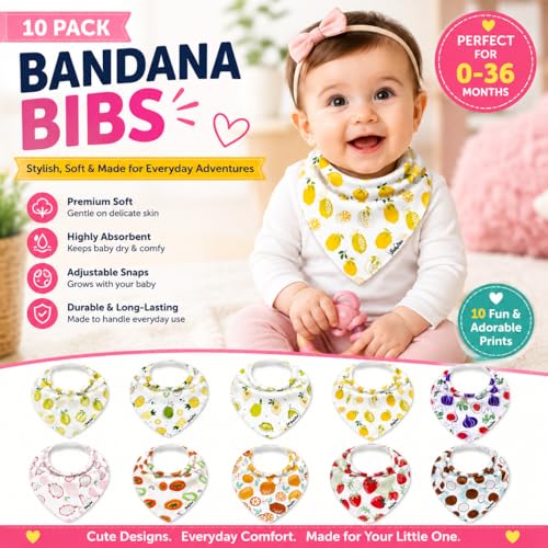 Image of KiddyStar Premium Organic Cotton Bibs for Drooling & Teething Babies