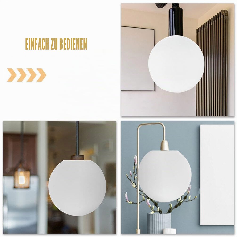 jojofuny Mattglas Pendelleuchte Sphärischer Lampenschirm Geeignet Für Esszimmer Und Wohnzimmer Sorgt Für Diffuse Beleuchtung Und Einladende Atmosphäre