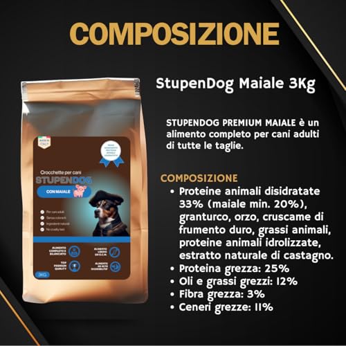 STUPENDOG Kroketten für Hunde Schweinefleisch 3 kg für erwachsene Hunde mittel/groß in der Pflege – Hundeleckerli – Hundefutter