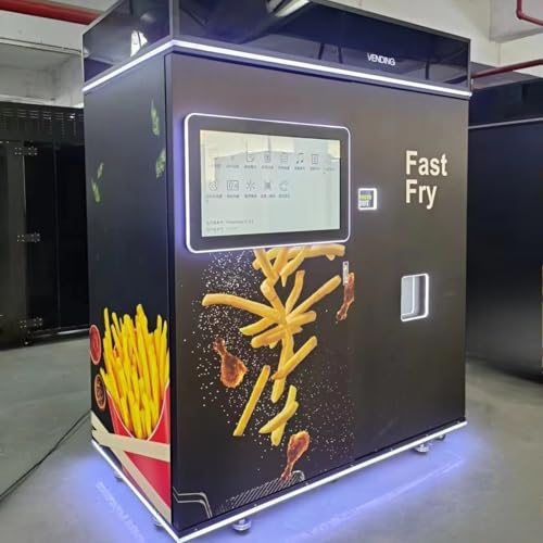 Industrial-Grade French Fry Vending Machine, Equipped with a Large Touchscreen, Cloud-Based Inventory Software, Automatic Shutdown Function, and Suitable for Parks and Public Squares.