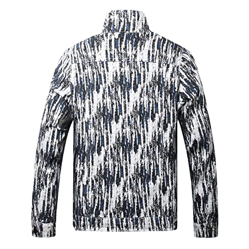 Image of Mens Denim Jacket Ripped Slim Jean Jacket Coat for Men