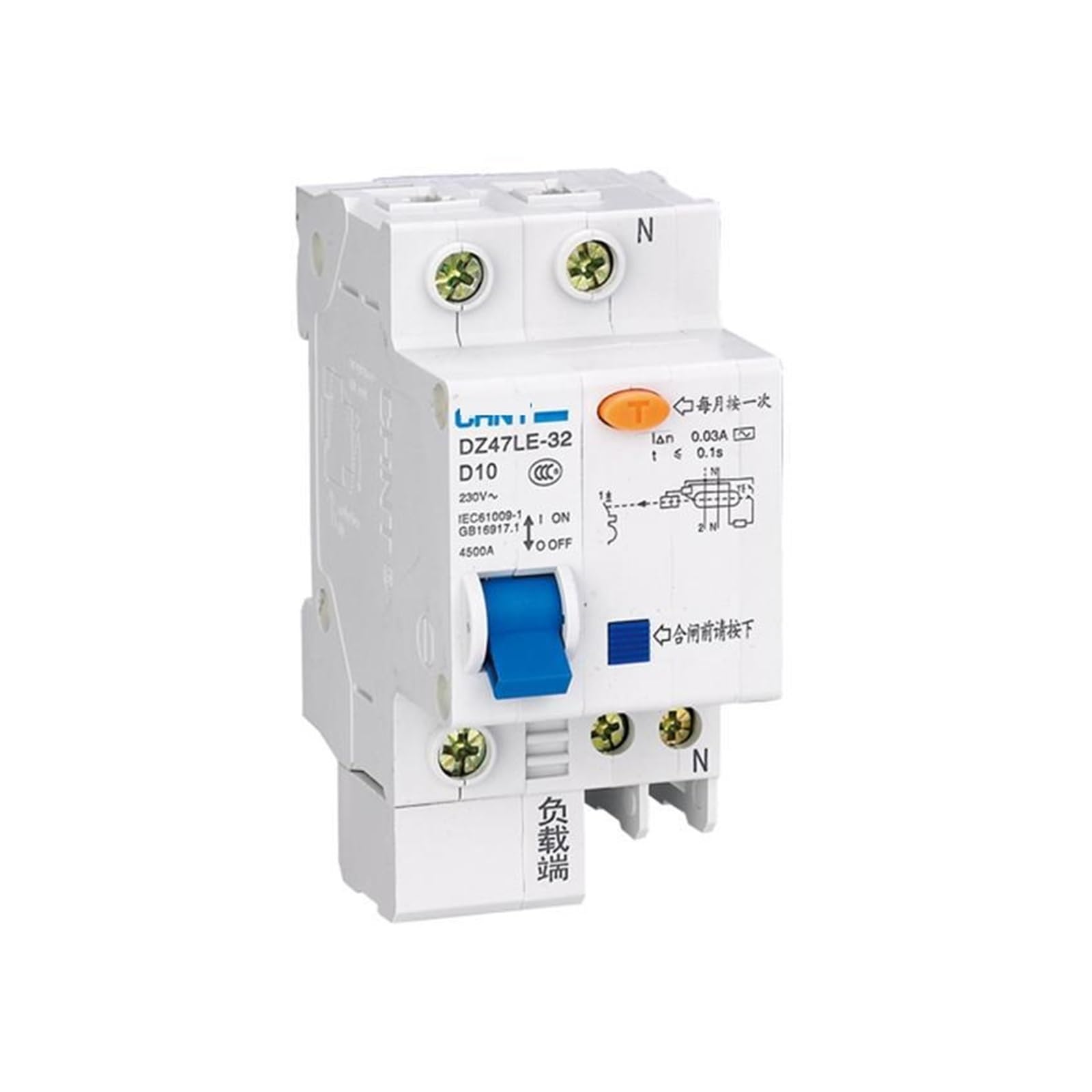 Disjoncteur de fuite miniature DZ47LE-32 1P+N D20 20A 300mA pour tableau électrique