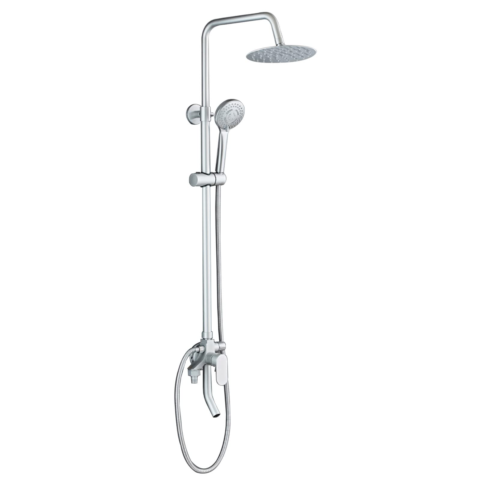 QUSYZD Shower System 8 Inches Rain Shower Head with Handheld Shower Faucets Sets Wall Mounted High Pressure Shower Faucet Combo for Bathroom,Silver