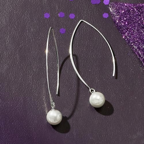 Ross-Simons 8-8.5mm Cultured Pearl Threader Drop Earrings4