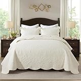 HoneiLife Quilt Sets King Size - Microfiber Bedspreads for King Bed, 3-Piece Lightweight Coverlets, Retro Bedlinen Sets, King Quilt Bedding Set All Season Use-Beige